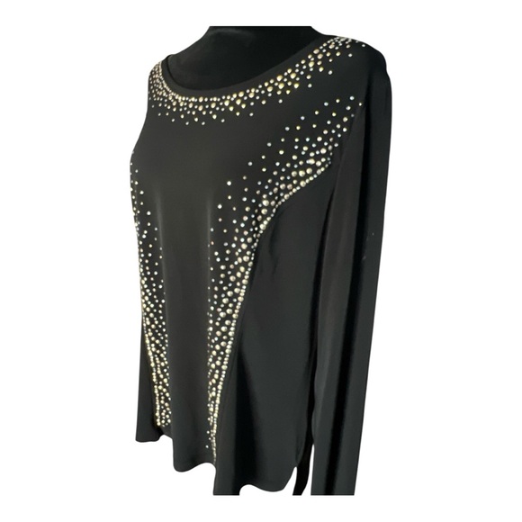 Calvin Klein Black Mock Neck Long Sleeve Embellished Top - Picture 6 of 6